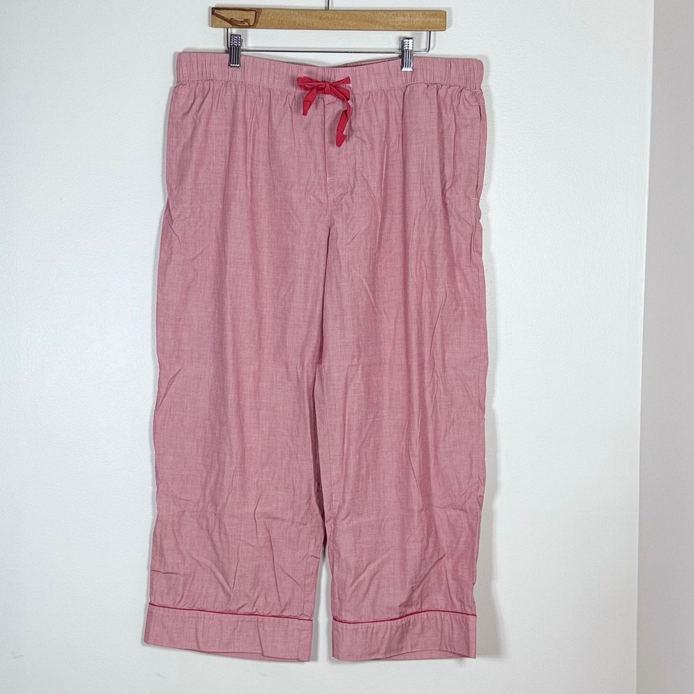 LAKE Women Pajama Lounge Pants XL Red Cotton Drawstring Loungewear Sleepwear